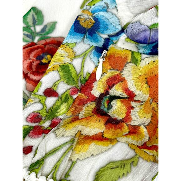 Avec Les Filles Floral Lace Trim Long Sleeve Boho Dress Size 4 - Picture 11 of 13